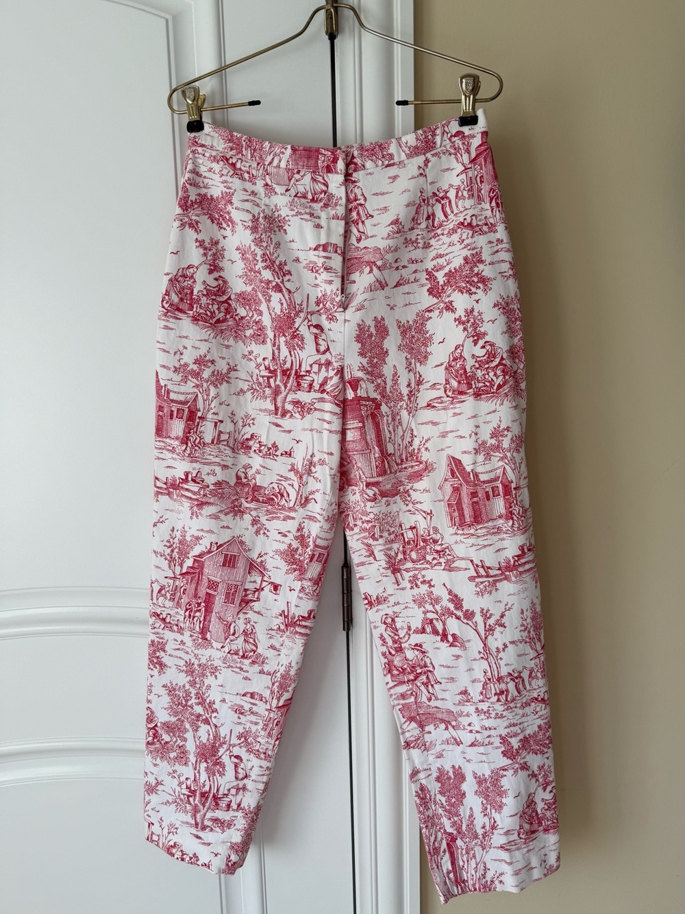 Vintage Elliott Lauren  White & Red Toile Print Pants